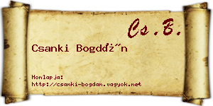 Csanki Bogdán névjegykártya